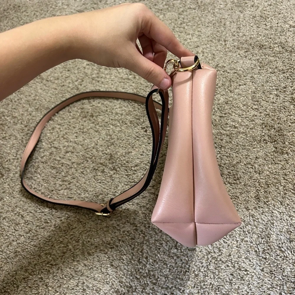 Marc New York Blush Pink Leather Crossbody Bag Minimal Preppy Women’s Travel Tan